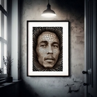 Quadro Geométrico Black Man 60x48cm Moldura:madeira Branca