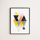 Quadro Geométrico Escandinavo Colorido 33x24cm - Com Vidro Mo