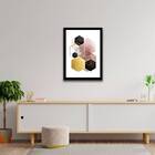 Quadro Geométrico Hexágonos Preto E Dourado 33x24cm - Com Vid
