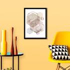 Quadro Geométrico Hexágonos Rosinhas 33x24cm - Com Vidro Mold