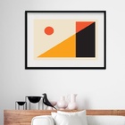 Quadro Geométrico Laranja Preto Amarelo - 60x48cm Moldura:mad
