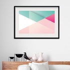 Quadro Geométrico Preto Cinza Amarelo- 60x48cm Moldura:madeir