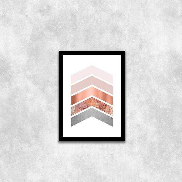 Quadro Geométrico Setas Degradê 24x18cm - Com Vidro Moldura:m