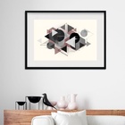 Quadro Geométrico Suave Cinza E Magenta - 60x48cm Moldura:mad