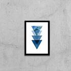Quadro Geométrico Triângulos Azuis I 45x34cm - Com Vidro Mold