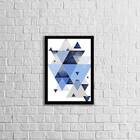 Quadro Geométrico Triângulos Azuis Ii 33x24cm - Com Vidro Mol