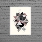 Quadro Geométrico Triângulos E Bolas 33x24cm - Com Vidro Mold