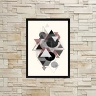 Quadro Geométrico Triângulos E Bolas 33x24cm - Com Vidro Mold