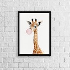 Quadro Girafa Chicletes 45x34cm - Com Vidro Moldura:madeira P