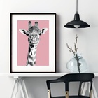 Quadro Girafa Fundo Rosa - 60x48cm Moldura:madeira Branca