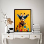 Quadro Girafa Moderna Fashion Colorida De Óculos 33x24cm Mold