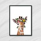 Quadro Girafinha Coroa De Flores 45x34cm - Com Vidro Moldura: