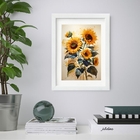 Quadro Girassóis Aquarela 60x48cm Moldura Branca