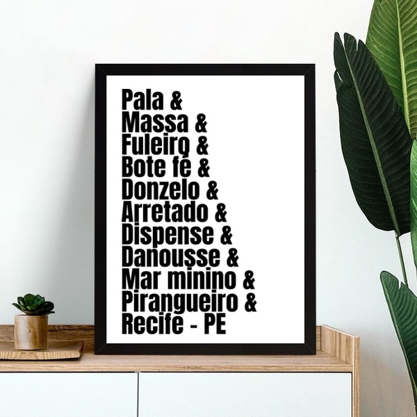 Quadro Gírias De Recife - Pernambuco 33x24cm Moldura Preta