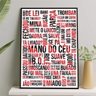 Quadro Gírias De Sp Branco Vermelho Preto 33x24cm - Com Vidro