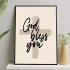 Quadro God Bless You Cruz 33x24cm - Com Vidro Moldura:madeira