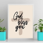 Quadro God Bless You Cruz 45x34cm Moldura:madeira Preta