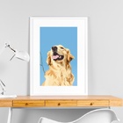 Quadro Golden Retriever - 60x48cm Moldura Branca