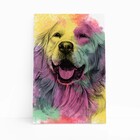 Quadro Golden Retriever Cachorro Aquarela Canvas 30x40cm