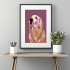 Quadro Golden Retriever Flor - 60x48cm Moldura Preta