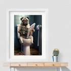 Quadro Grande Banheiro Pug- 60x48cm Moldura:madeira Preta