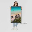 Quadro Grande Para Decoração Praia Mar Sala Com Moldura