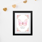 Quadro Grande Salmo Borboleta Rosa - 60x48cm Moldura Branca