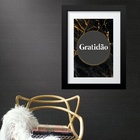 Quadro Gratidão Dourado Com Preto - 60x48cm Moldura:madeira B
