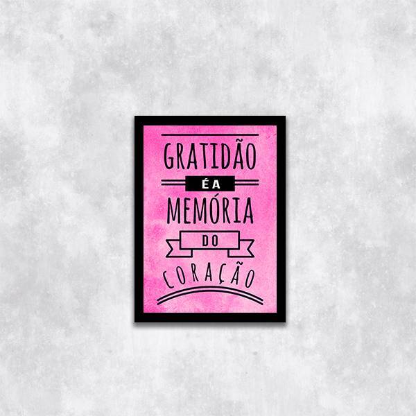 Quadro Gratidão É A Memória Do Coração 33x24cm - Com Vidro Mo