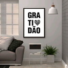 Quadro Gratidão Minimalista 45x34cm - Com Vidro Moldura:madei