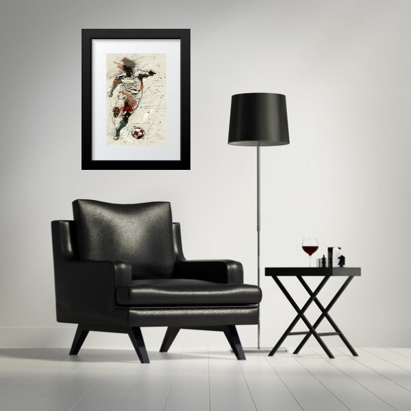 Quadro Gravura Arte Futebol - 60x48cm Moldura Preta