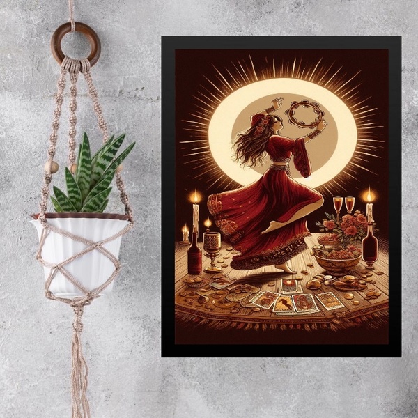 Quadro Gravura Cigana - Ritual 33x24cm - Com Vidro Moldura Br