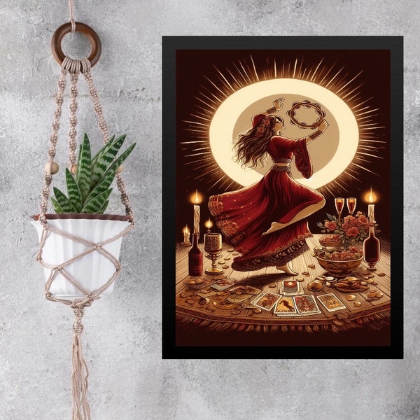 Quadro Gravura Cigana - Ritual 45x34cm Moldura Branca