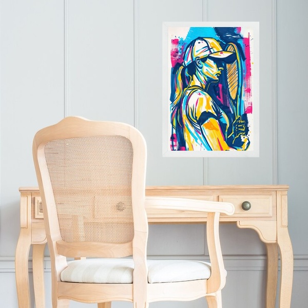 Quadro Gravura Mulher Com Raquete - Tenista 33x24cm Moldura B