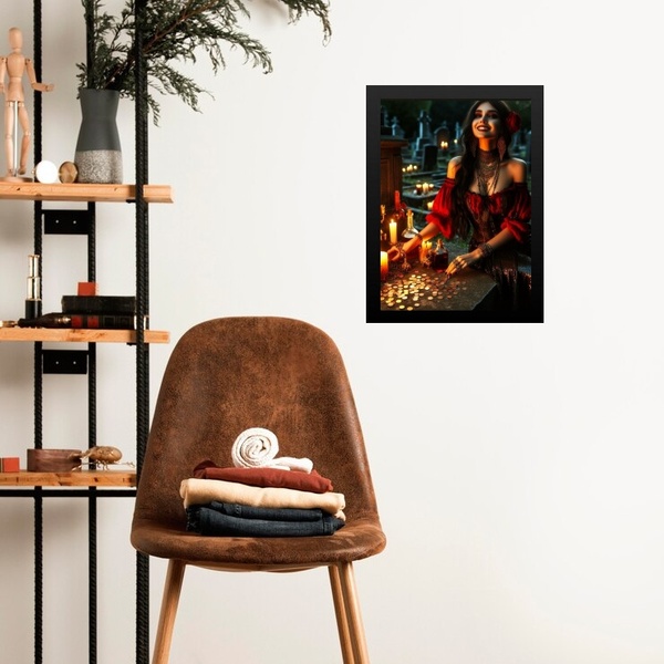 Quadro Gravura Pomba Gira Cigana - Ritual 24x18cm - Com Vidro