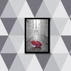 Quadro Guarda Chuva Vermelho E Torre Eiffel 24x18cm - Com Vid