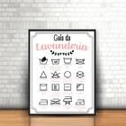 Quadro Guia Da Lavanderia Rosa 33x24cm Moldura:madeira Branca