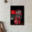 Quadro Guitarra E Carro Antigo Vermelhos 45x34cm Moldura:made