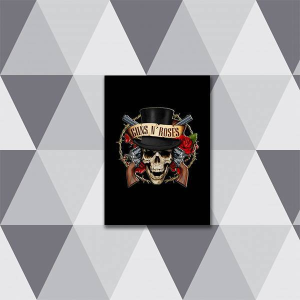 Quadro Guns N' Roses Caveira 45x34cm - Com Vidro Moldura:made