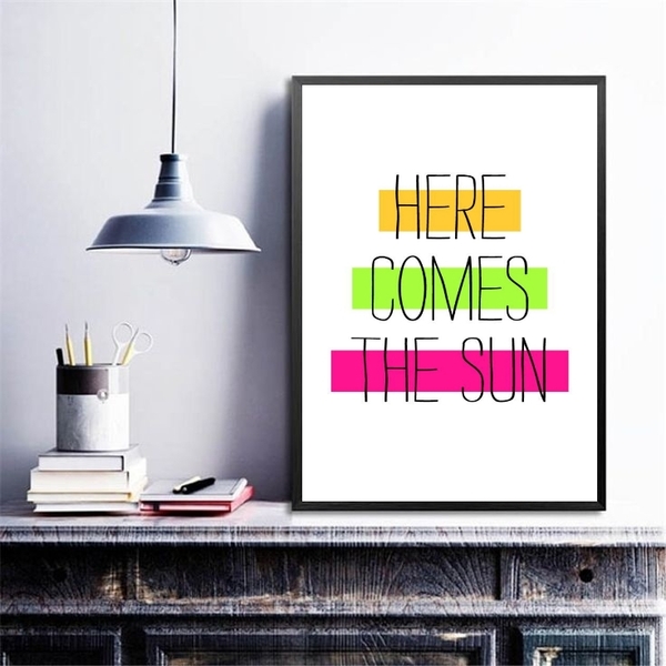 Quadro Here Comes The Sun- Colorido 45x34cm - Com Vidro Moldu