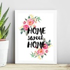 Quadro Home Sweet Home - Aquarela 45x34cm Moldura:madeira Bra