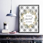 Quadro Home Sweet Home - Cinza 24x18cm - Com Vidro Moldura:ma