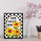 Quadro Home Sweet Home Girassóis 33x24cm - Com Vidro Moldura: