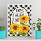 Quadro Home Sweet Home Girassóis 33x24cm - Com Vidro Moldura: