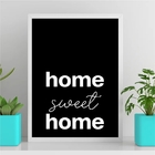 Quadro Home Sweet Home Minimalista 24x18cm - Com Vidro Moldur