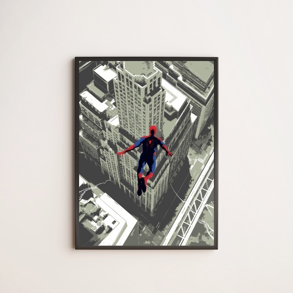 Quadro Homem Aranha Pulando 24x18cm Moldura:madeira Preta