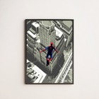 Quadro Homem Aranha Pulando 45x34cm - Com Vidro Moldura:madei