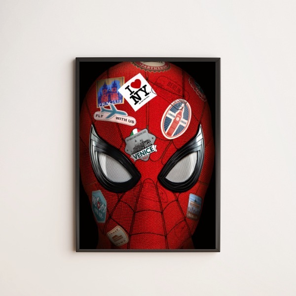 Quadro Homem Aranha Selos Países 33x24cm - Com Vidro Moldura: