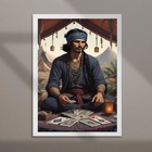 Quadro Homem Cigano - Tarot 45x34cm - Com Vidro Moldura Branca
