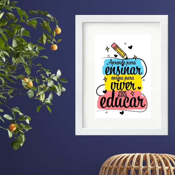 Quadro Homenagem Professores - 60x48cm Moldura:madeira Branca